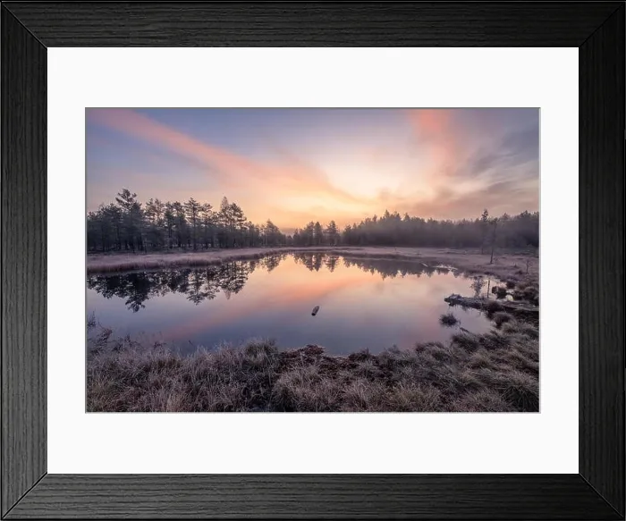 Framed Print : Calmness and cold autumn morning landscape with sunrise, beautiful reflections and peaceful lake in Finland Framed Print : Calmness and cold autumn morning landscape with sunrise, beautiful reflections and peaceful lake in Finland
