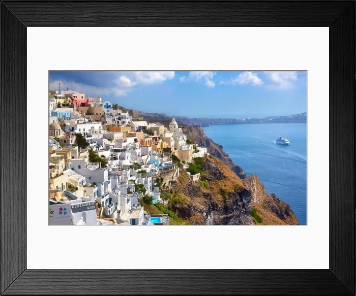 Framed Print : Thira Town (capital city of Santorini), village situated on the cliff, Santorini Island, Cyclades, Greece Framed Print : Thira Town (capital city of Santorini), village situated on the cliff, Santorini Island, Cyclades, Greece