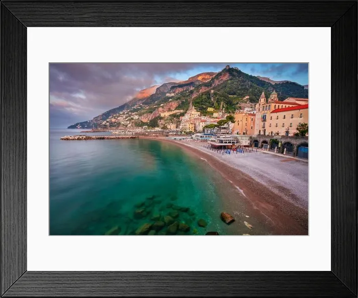 Framed Print : Amalfi, Italy. Cityscape image of famous coastal city Amalfi, located on Amalfi Coast, Italy at sunrise Framed Print : Amalfi, Italy. Cityscape image of famous coastal city Amalfi, located on Amalfi Coast, Italy at sunrise