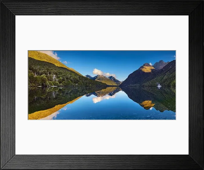 Framed Print : Panorama of Lake Gunn, Fiordland, New Zealand Framed Print : Panorama of Lake Gunn, Fiordland, New Zealand