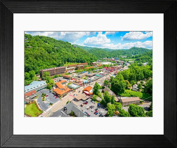 Framed Print : Gatlinburg, Tennessee, USA downtown viewed from above in the summer season Framed Print : Gatlinburg, Tennessee, USA downtown viewed from above in the summer season