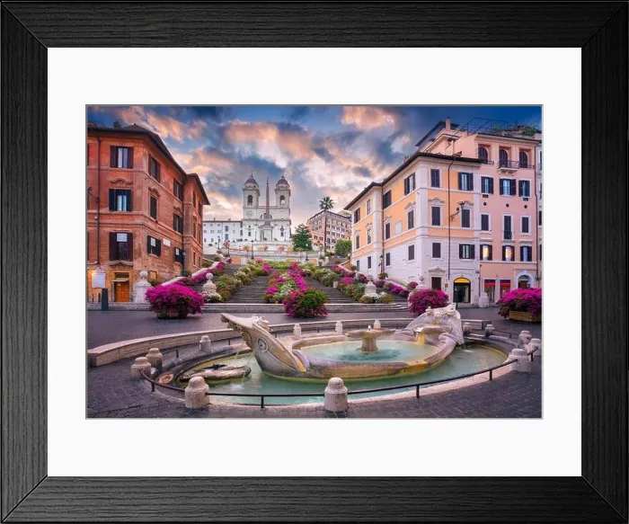 Framed Print : Spanish Steps, Rome, Italy. Cityscape image of Spanish Steps and Barcaccia Fountain in Rome, Italy at sunrise Framed Print : Spanish Steps, Rome, Italy. Cityscape image of Spanish Steps and Barcaccia Fountain in Rome, Italy at sunrise