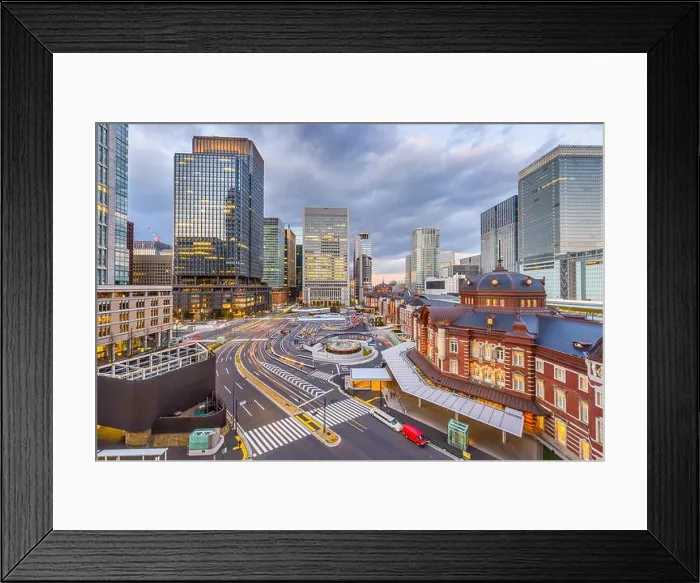 Framed Print : Tokyo, Japan skyline over Tokyo Station at dusk Framed Print : Tokyo, Japan skyline over Tokyo Station at dusk