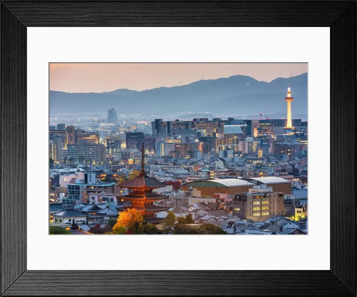 Framed Print : Kyoto, Japan Cityscape at dusk in the autumn season Framed Print : Kyoto, Japan Cityscape at dusk in the autumn season
