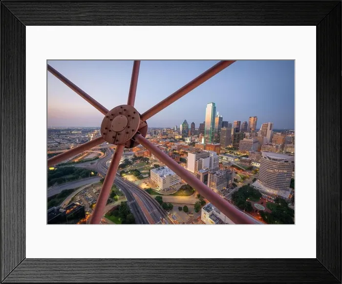 Framed Print : Dallas, Texas, USA downtown skyline at dusk viewed from above Framed Print : Dallas, Texas, USA downtown skyline at dusk viewed from above