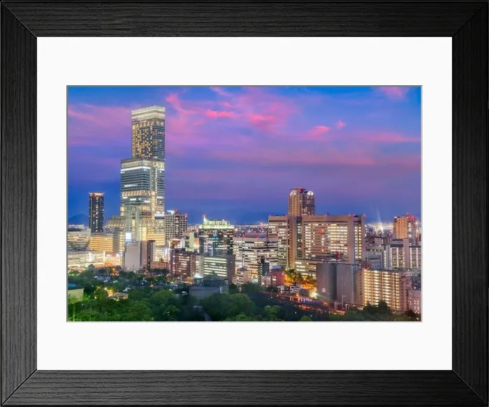 Framed Print : Osaka, Japan at Abeno District and Shinsekai districts at night Framed Print : Osaka, Japan at Abeno District and Shinsekai districts at night