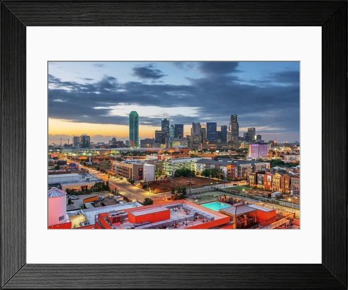 Framed Print : Dallas, Texas, USA downtown city skyline at dusk Framed Print : Dallas, Texas, USA downtown city skyline at dusk