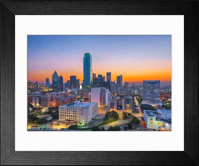 Framed Print : Dallas, Texas, USA downtown city skyline at dawn Framed Print : Dallas, Texas, USA downtown city skyline at dawn