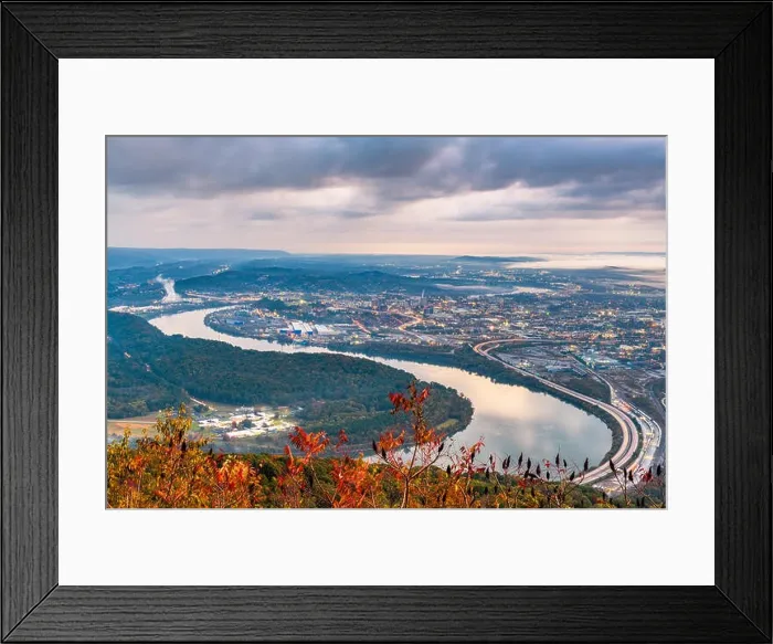 Framed Print : Chattanooga, Tennessee, USA view from Lookout Mountain at twilight Framed Print : Chattanooga, Tennessee, USA view from Lookout Mountain at twilight