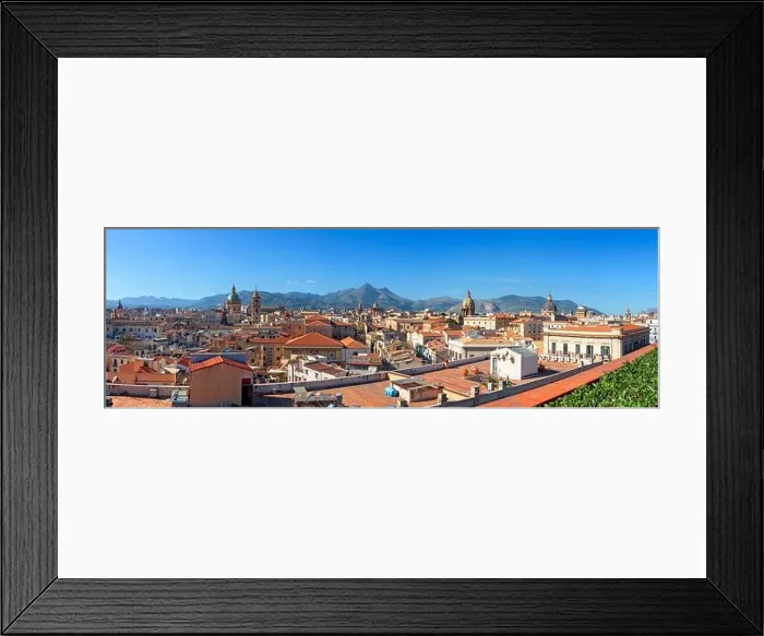 Framed Print : Palermo, Sicily town skyline panorama with landmark towers in the morning Framed Print : Palermo, Sicily town skyline panorama with landmark towers in the morning