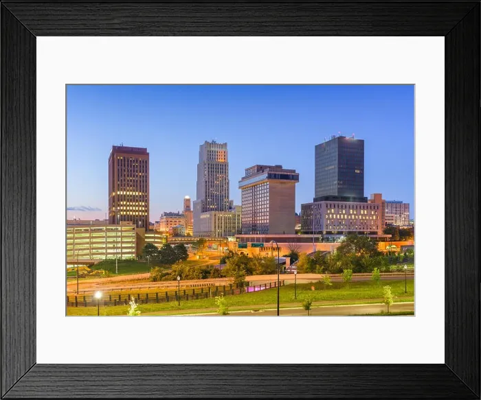 Framed Print : Akron, Ohio, USA downtown skyline at dusk Framed Print : Akron, Ohio, USA downtown skyline at dusk