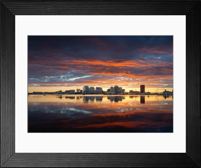 Framed Print : Norfolk, Virginia, USA downtown city skyline with dramatic morning clouds on the Elizabeth River Framed Print : Norfolk, Virginia, USA downtown city skyline with dramatic morning clouds on the Elizabeth River