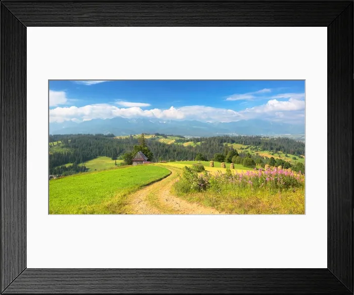 Framed Print : Country road, spring landscape, Podhale region, Poland Framed Print : Country road, spring landscape, Podhale region, Poland