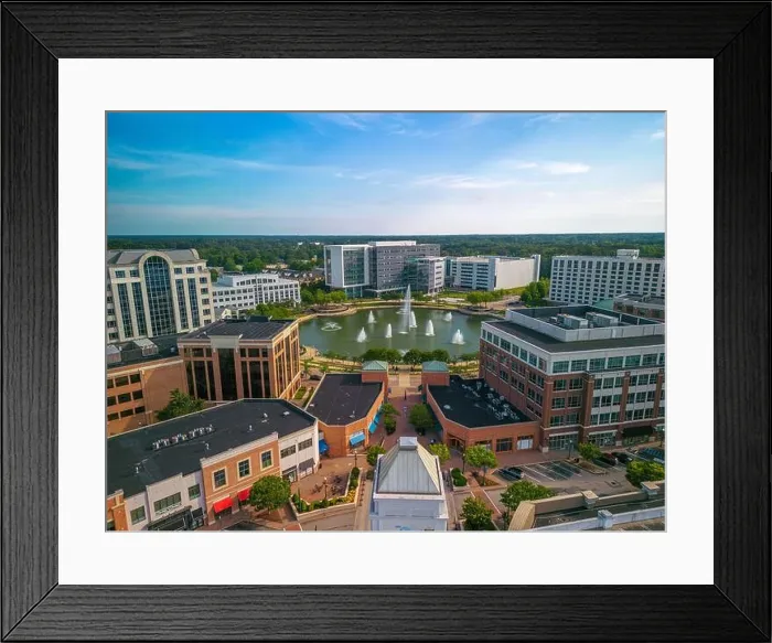 Framed Print : Newport News, Virginia, USA city center from above Framed Print : Newport News, Virginia, USA city center from above