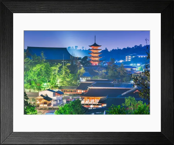 Framed Print : Miyajima, Hiroshima, Japan at Itsukushima Shrine at night Framed Print : Miyajima, Hiroshima, Japan at Itsukushima Shrine at night