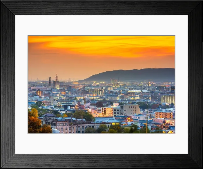 Framed Print : Kyoto, Japan Cityscape at dusk in the autumn season Framed Print : Kyoto, Japan Cityscape at dusk in the autumn season