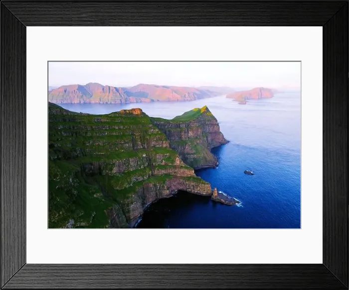 Framed Print : Majestic Alaberg cliffs on Mykines island, Faroe Islands. Landscape photography Framed Print : Majestic Alaberg cliffs on Mykines island, Faroe Islands. Landscape photography