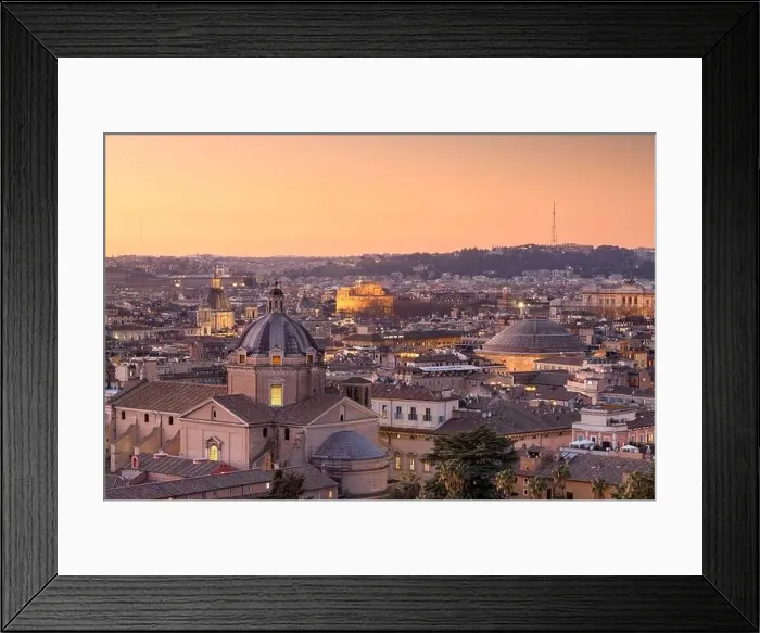 Framed Print : Rome, Italy with the domes of the Church of the Gesù and the Pantheon at dusk Framed Print : Rome, Italy with the domes of the Church of the Gesù and the Pantheon at dusk