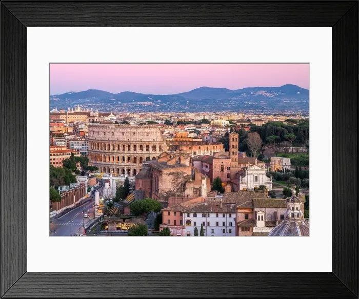 Framed Print : Rome, Italy overlooking the Roman Forum and Colosseum at dusk Framed Print : Rome, Italy overlooking the Roman Forum and Colosseum at dusk