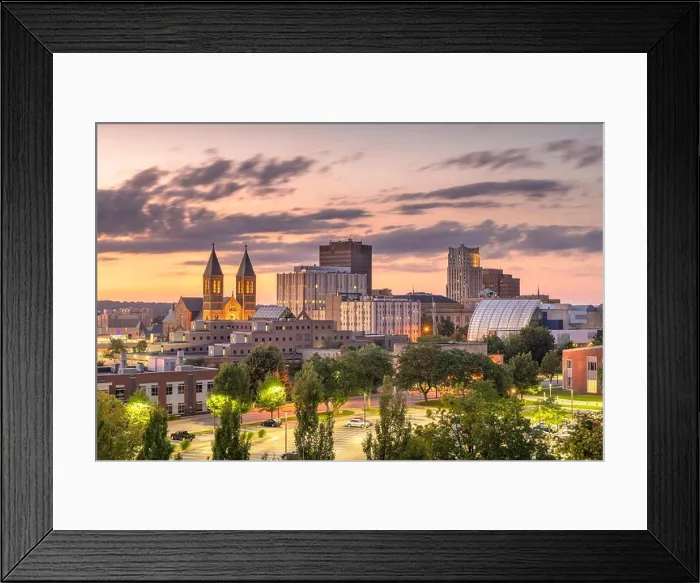 Framed Print : Akron, Ohio, USA downtown skyline at dusk Framed Print : Akron, Ohio, USA downtown skyline at dusk