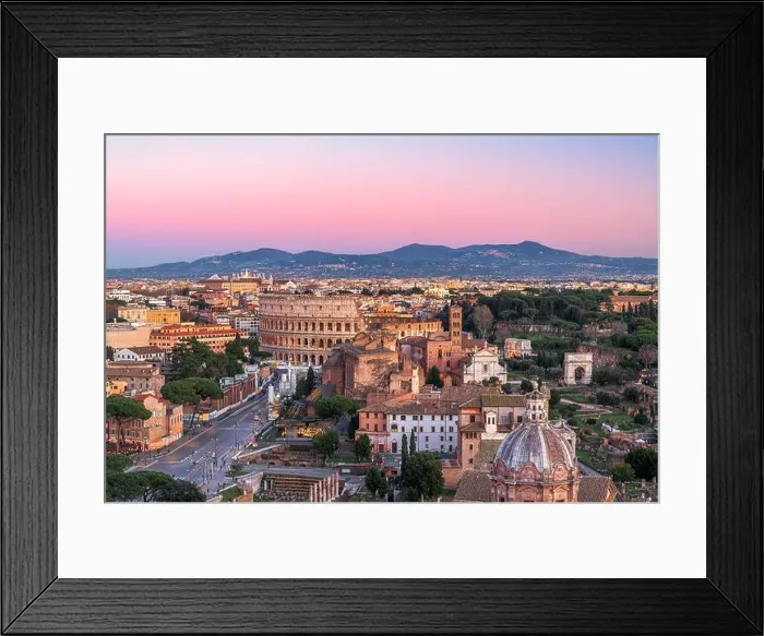 Framed Print : Rome, Italy overlooking the Roman Forum and Colosseum at dusk Framed Print : Rome, Italy overlooking the Roman Forum and Colosseum at dusk