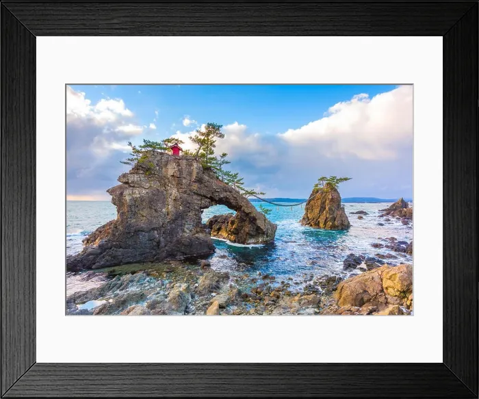 Framed Print : Noto Peninsula, Ishikawa, Japan at the Hatago Iwa Rock during sunset Framed Print : Noto Peninsula, Ishikawa, Japan at the Hatago Iwa Rock during sunset