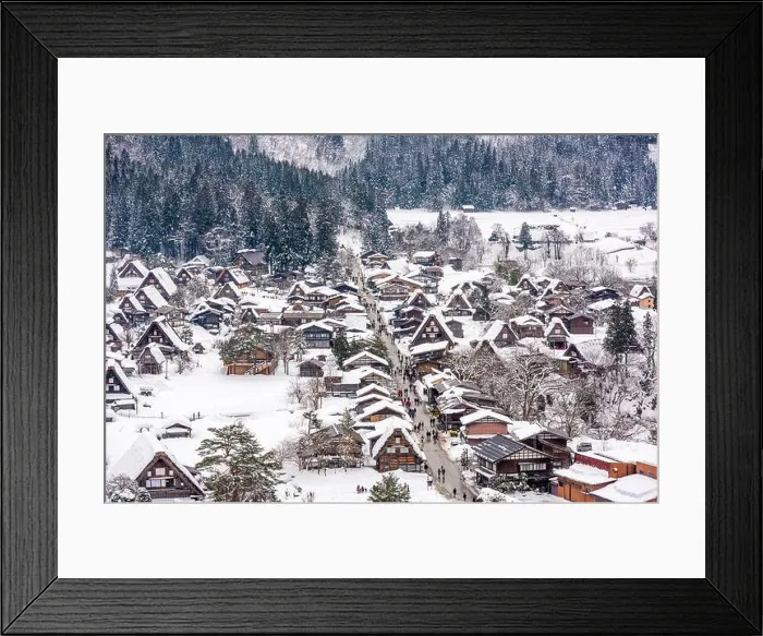 Framed Print : Shirakawago, Gifu, Japan historic farming village in winter Framed Print : Shirakawago, Gifu, Japan historic farming village in winter