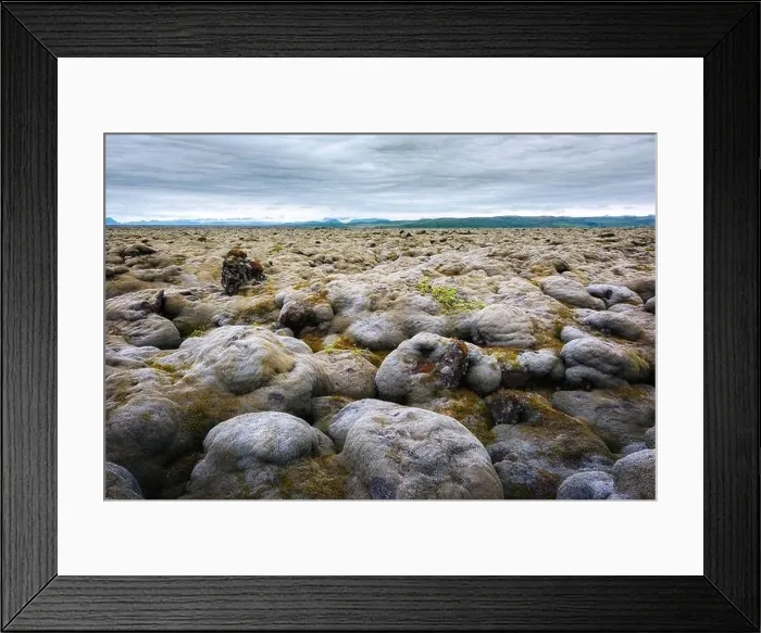 Framed Print : Alien Iceland landscape with lava field covered with brown moss Eldhraun from volcano eruption and cloudy sky Framed Print : Alien Iceland landscape with lava field covered with brown moss Eldhraun from volcano eruption and cloudy sky