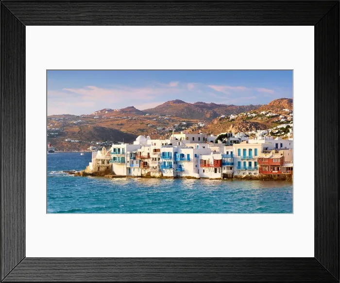 Framed Print : Greece, Mykonos Island - View at Little Venice in the Mykonos Town, Chora Framed Print : Greece, Mykonos Island - View at Little Venice in the Mykonos Town, Chora