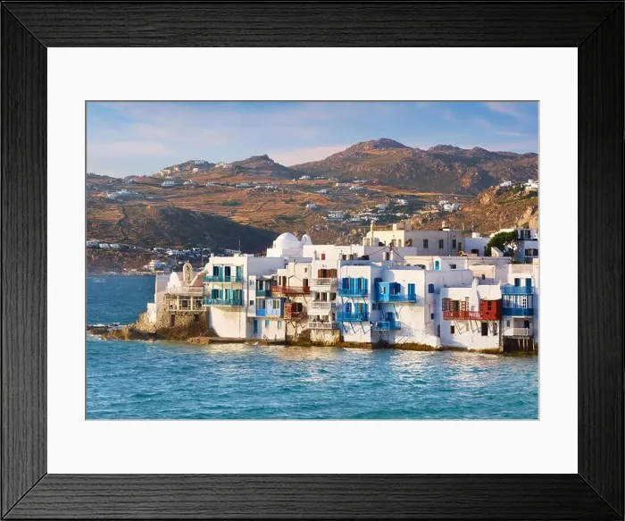 Framed Print : Greece - Mykonos Island, view at Little Venice in the Mykonos Town, Chora Framed Print : Greece - Mykonos Island, view at Little Venice in the Mykonos Town, Chora
