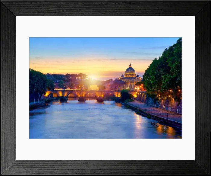 Framed Print : Wonderful view of St Peter Cathedral, Rome, Italy. Sunset light Framed Print : Wonderful view of St Peter Cathedral, Rome, Italy. Sunset light