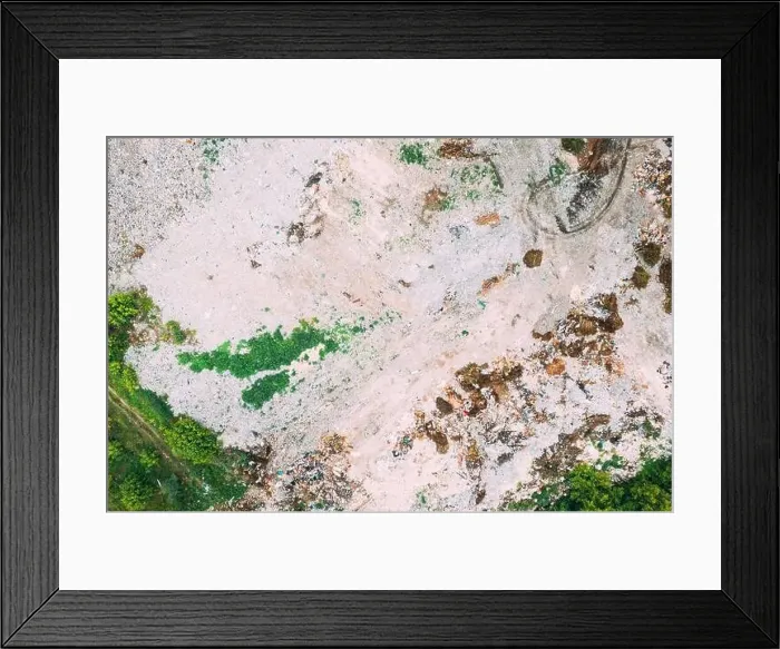 Framed Print : Aerial View Of Domestic Garbage. Bird's-eye View Of Junk. Domestic Waste In Landfill Junkyard. Eco Concept Garbage Disaster From Ecological Pollution Framed Print : Aerial View Of Domestic Garbage. Bird's-eye View Of Junk. Domestic Waste In Landfill Junkyard. Eco Concept Garbage Disaster From Ecological Pollution
