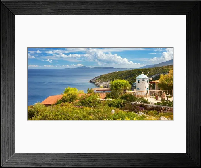 Framed Print : Landscape with windmil, Zakynthos Island, Greece Framed Print : Landscape with windmil, Zakynthos Island, Greece