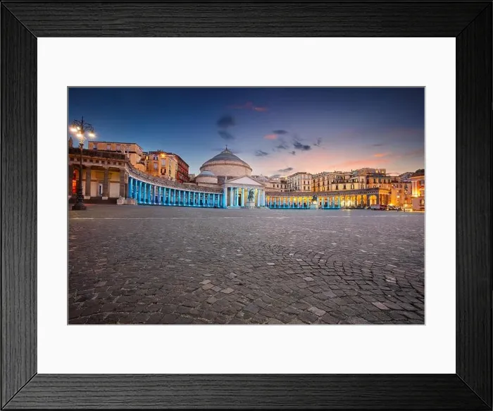 Framed Print : Naples, Italy. Cityscape image of Naples, Italy with the view of large public town square Piazza del Plebiscito at sunset Framed Print : Naples, Italy. Cityscape image of Naples, Italy with the view of large public town square Piazza del Plebiscito at sunset