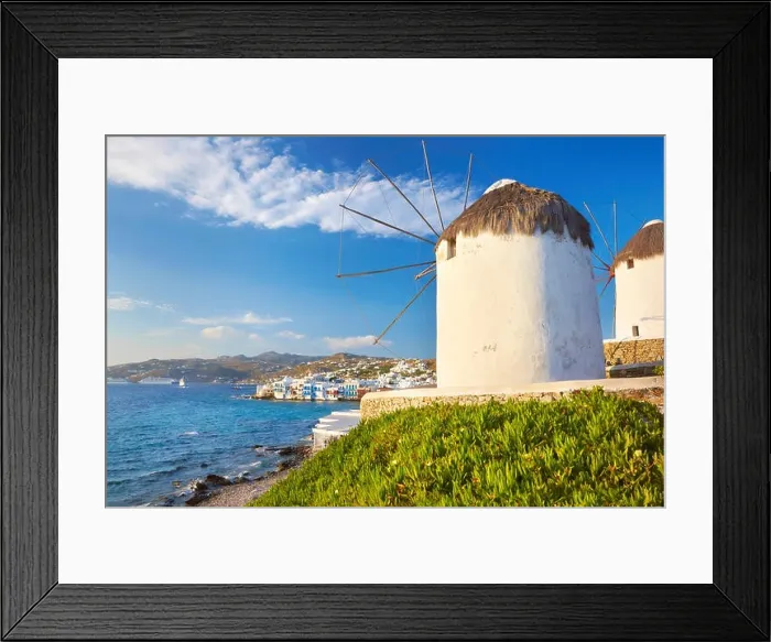 Framed Print : Mykonos landscape with a windmill, Mykonos Island, Cyclades Islands, Greece Framed Print : Mykonos landscape with a windmill, Mykonos Island, Cyclades Islands, Greece