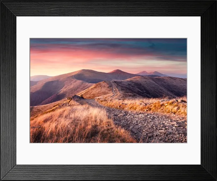 Framed Print : Yellow grass trembling in the wind in autumn mountains at sunrise. Carpathian mountains, Ukraine. Landscape photography Framed Print : Yellow grass trembling in the wind in autumn mountains at sunrise. Carpathian mountains, Ukraine. Landscape photography