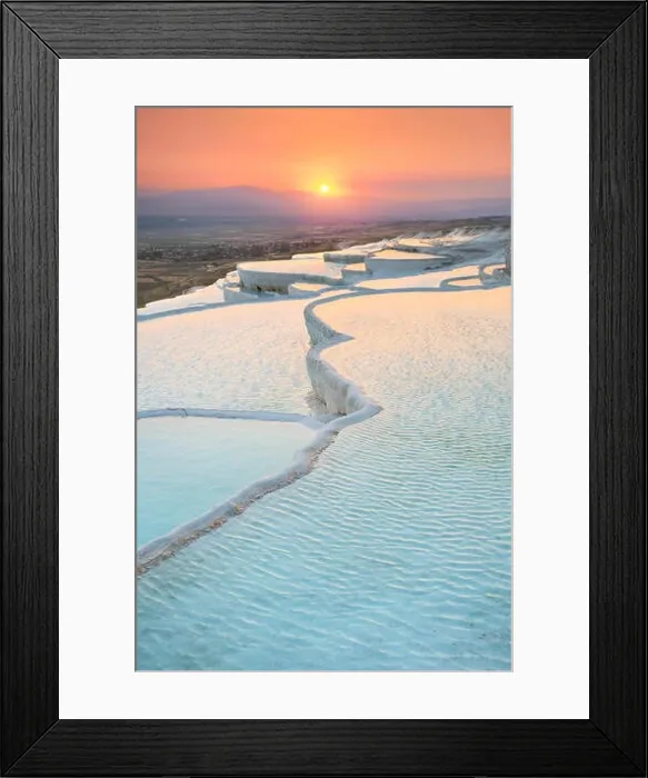 Framed Print : Pamukkale, sunset at the limestone terraces, Turkey Framed Print : Pamukkale, sunset at the limestone terraces, Turkey