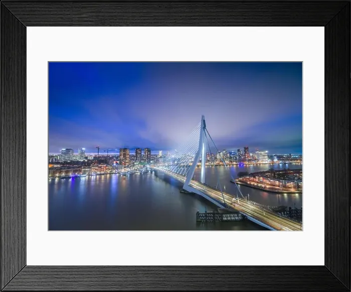 Framed Print : Rotterdam, Netherlands, city skyline at night Framed Print : Rotterdam, Netherlands, city skyline at night