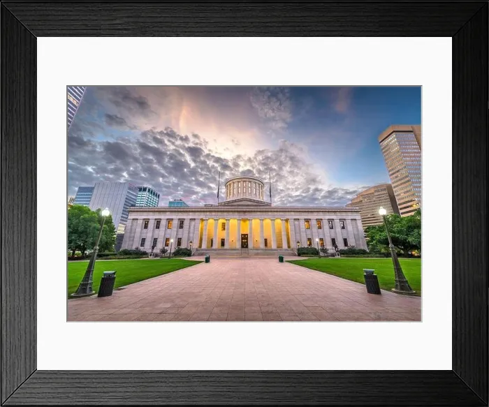 Framed Print : Columbus, Ohio, USA downtown at the Ohio Statehouse in the morning Framed Print : Columbus, Ohio, USA downtown at the Ohio Statehouse in the morning