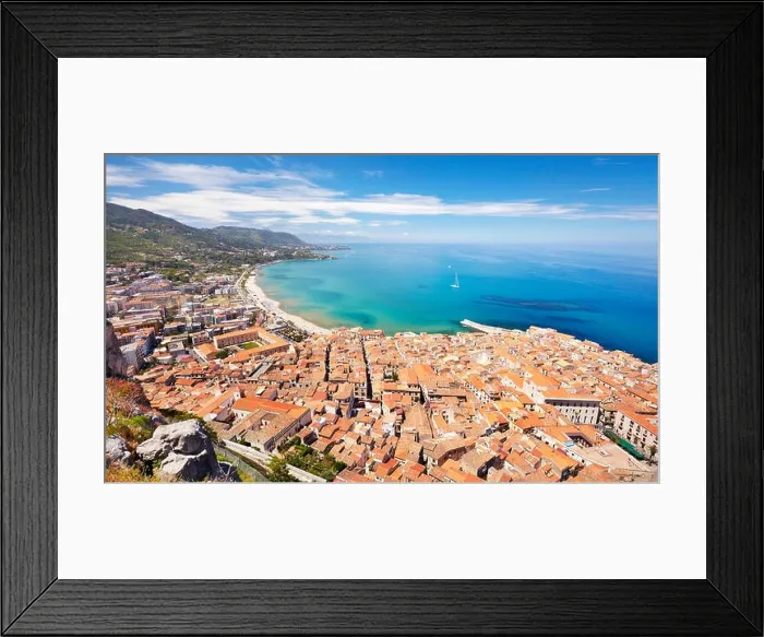 Framed Print : Cefalu Old Town, view from La Rocca, Sicily, Italy Framed Print : Cefalu Old Town, view from La Rocca, Sicily, Italy