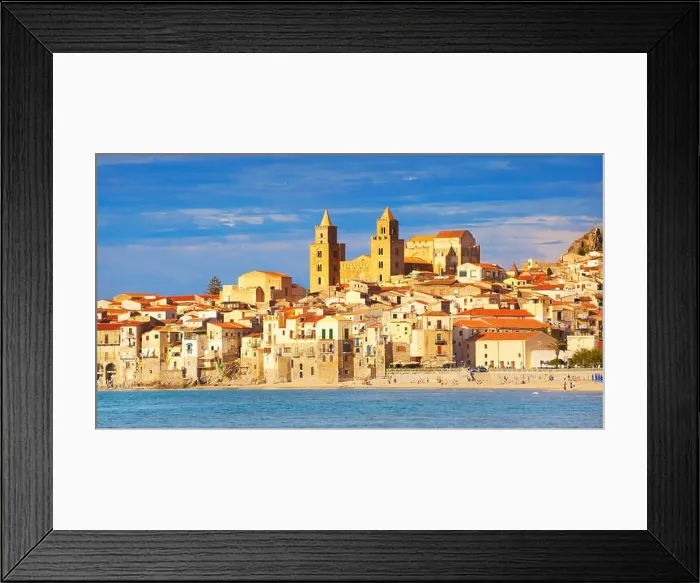 Framed Print : Sicily Island - Cefalu old town and cathedral, Sicily, Italy Framed Print : Sicily Island - Cefalu old town and cathedral, Sicily, Italy