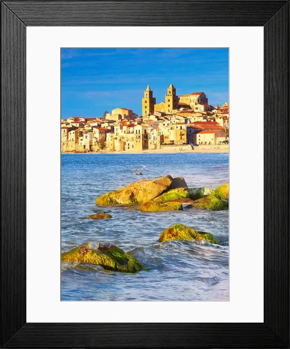 Framed Print : Old town and Cathedral, Duomo, Cefalu, Sicily, Italy Framed Print : Old town and Cathedral, Duomo, Cefalu, Sicily, Italy