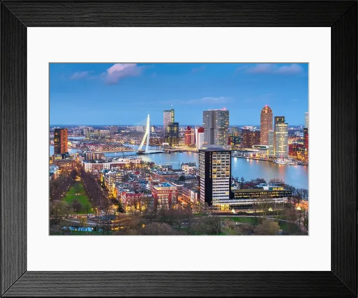 Framed Print : Rotterdam, Netherlands, city skyline at twilight Framed Print : Rotterdam, Netherlands, city skyline at twilight