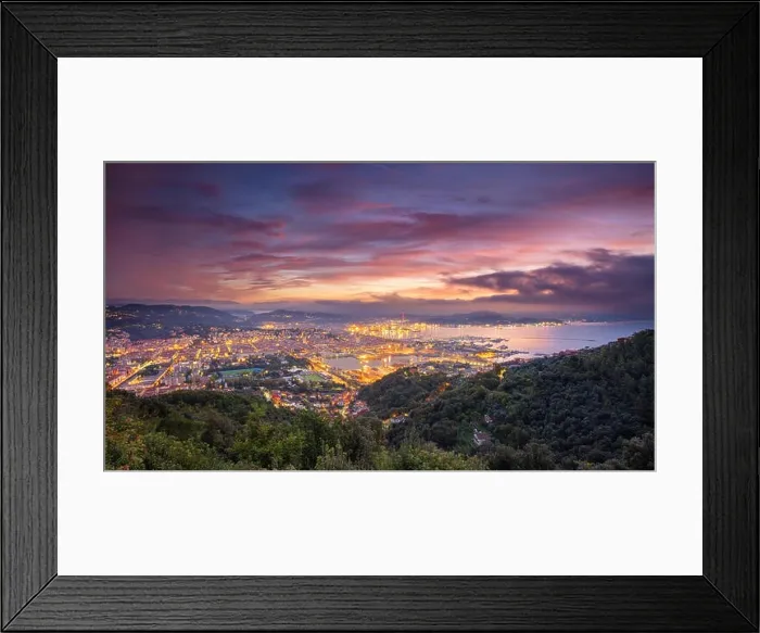 Framed Print : La Spezia, Italy. Cityscape image of La Spezia, Cinque Terre, Italy, during dramatic sunrise Framed Print : La Spezia, Italy. Cityscape image of La Spezia, Cinque Terre, Italy, during dramatic sunrise