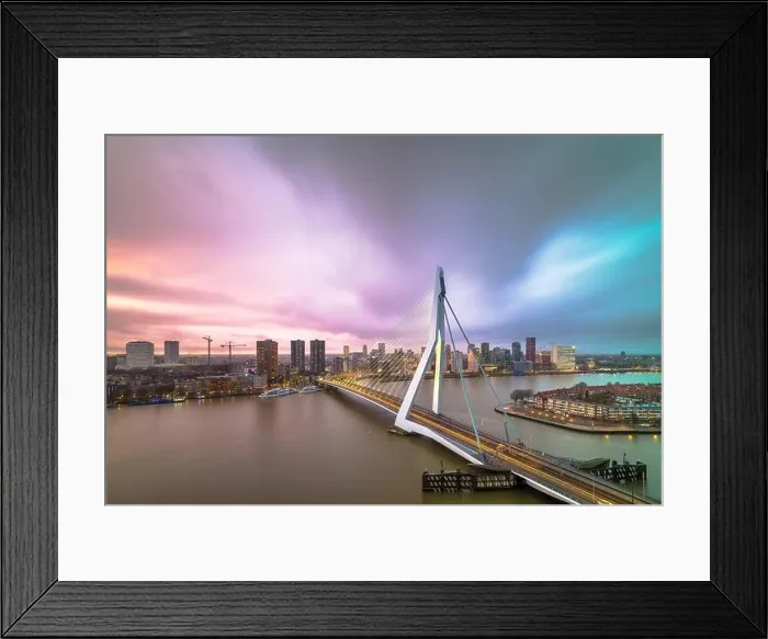 Framed Print : Rotterdam, Netherlands, city skyline at twilight Framed Print : Rotterdam, Netherlands, city skyline at twilight