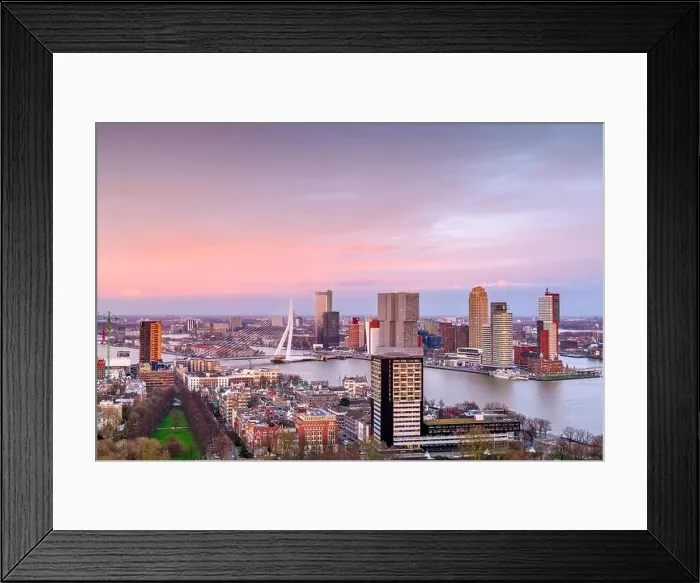 Framed Print : Rotterdam, Netherlands, city skyline at twilight