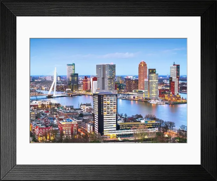 Framed Print : Rotterdam, Netherlands, city skyline at twilight Framed Print : Rotterdam, Netherlands, city skyline at twilight