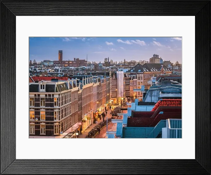 Framed Print : Amsterdam, Netherlands view of the cityscape from De Pijp at twilight