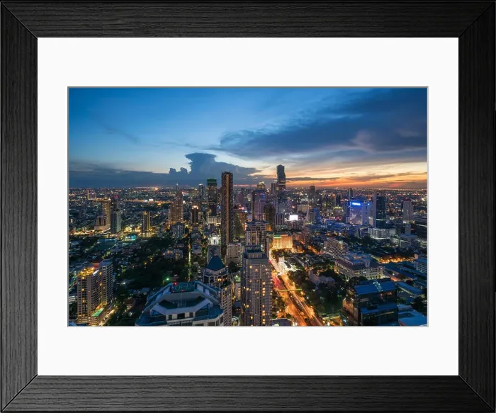 Framed Print : Modern building in Bangkok business district at Bangkok city with skyline at twilight, Thailand Framed Print : Modern building in Bangkok business district at Bangkok city with skyline at twilight, Thailand
