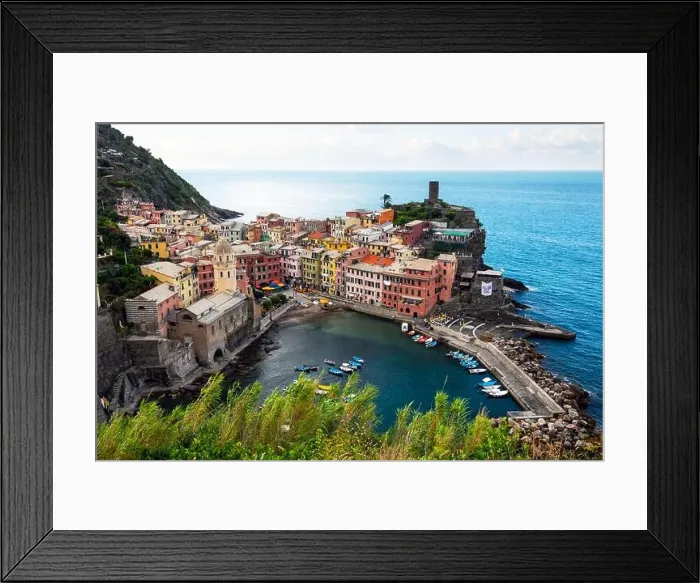 Framed Print : Summer view of Vernazza village - one of five famous villages in Cinque Terre National Park, Liguria region, Italy. Landscape photography Framed Print : Summer view of Vernazza village - one of five famous villages in Cinque Terre National Park, Liguria region, Italy. Landscape photography